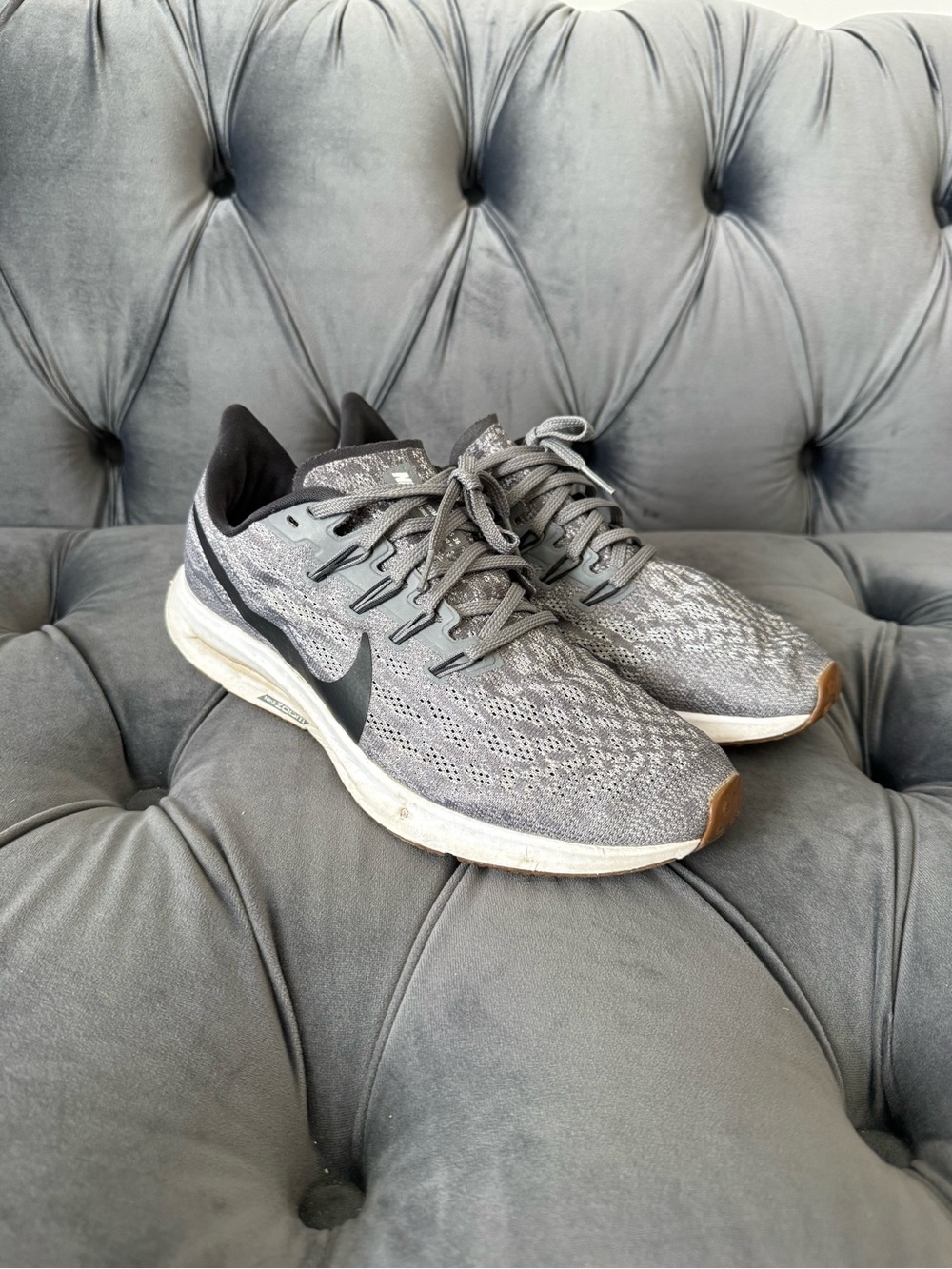 Nike Air Zoom Pegasus 35 Men’s Running Shoes Gray Black Size 9 942851 - Picture 2 of 9
